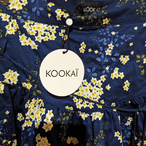 NWT - Kookai indigo floral skirt with belt sz 38EU/8US - Picture 6 of 10